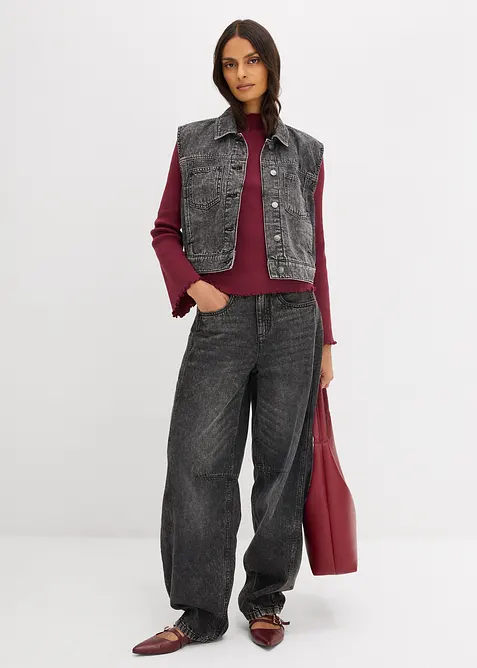 Žebrovan&eacute; tričko z čist&eacute; bavlny, bonprix