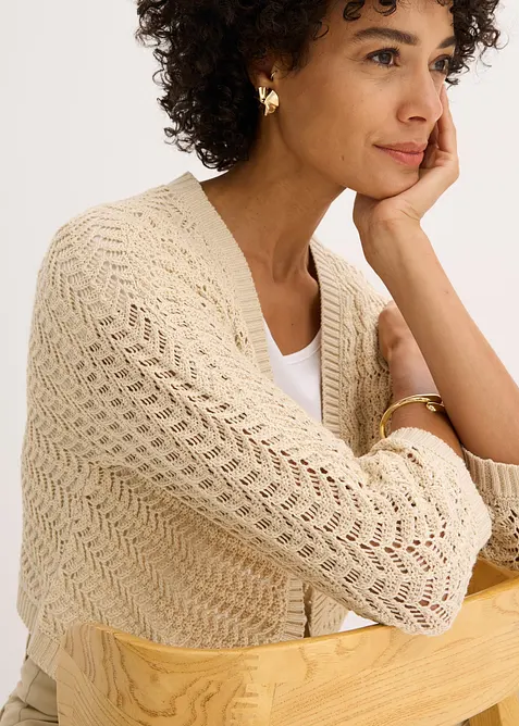 Bolerko s háčkovaným vzhledem, polodlouhý rukáv, bonprix