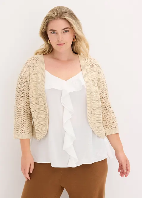 Bolerko s háčkovaným vzhledem, polodlouhý rukáv, bonprix