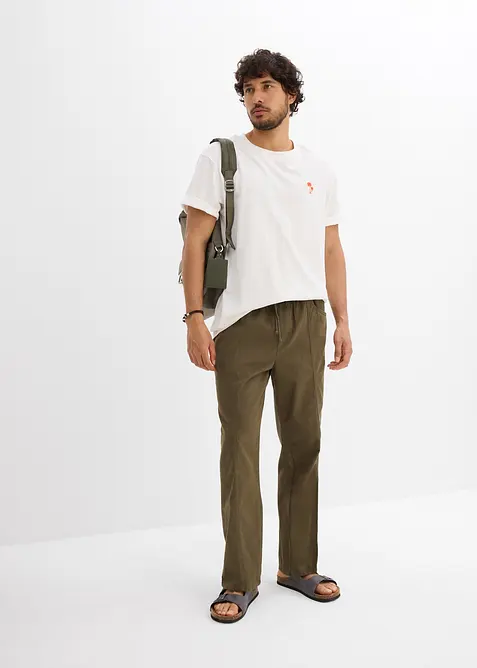 Kalhoty bez zap&iacute;n&aacute;n&iacute;, z lehk&eacute; bavlny Classic Fit, Straight, bonprix