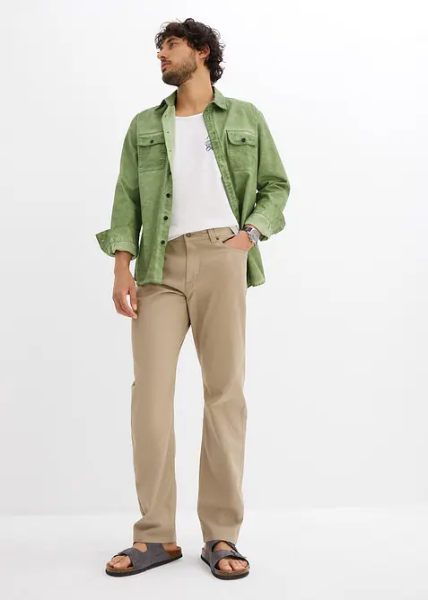 Keprové kalhoty z čisté bavlny Regular Fit, Straight, bonprix