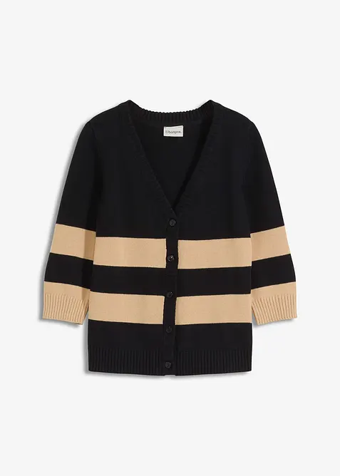 Bavlněný pletený kabátek s proužky, bonprix