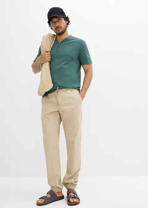 Relaxed Fit strečové chino kalhoty bez zapínání, Straight, bonprix