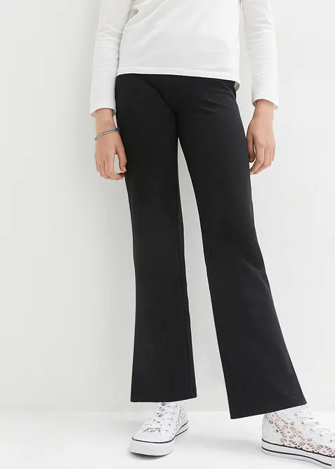 Dívčí rozšířené kalhoty ze směsi s organickou bavlnou, s postranními rozparky, bonprix