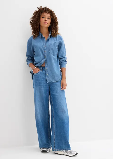 Oversized džínová košile z organické bavlny, bonprix