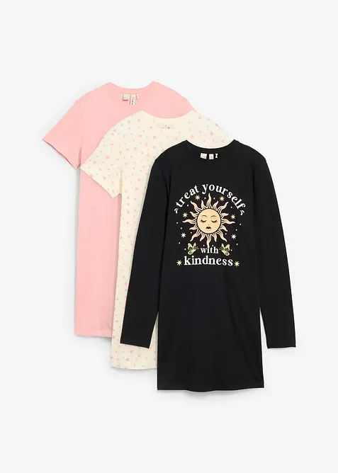 Noční košile z čisté organické bavlny (3 ks v balení), bonprix