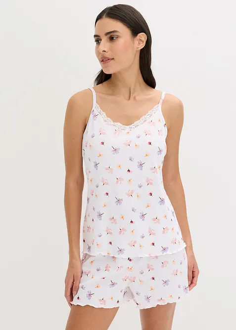 Krátké pyžamo z žebrovaného materiálu, bonprix