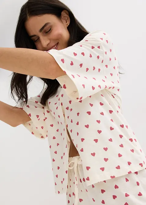 Krátké pyžamo z žíhané příze, oversize, bonprix