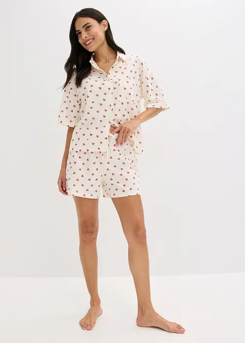 Krátké pyžamo z žíhané příze, oversize, bonprix