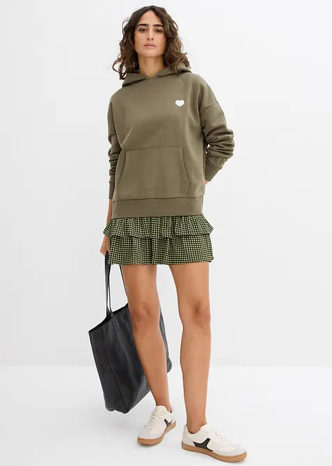 Oversize mikina s kapuc&iacute;, z měkk&eacute; bavlněn&eacute; směsi, bonprix