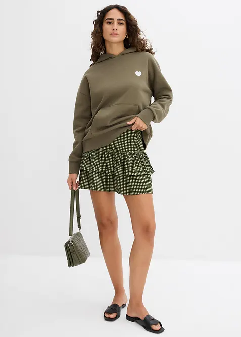 Volánová sukně ze strukturovaného krepu, bonprix