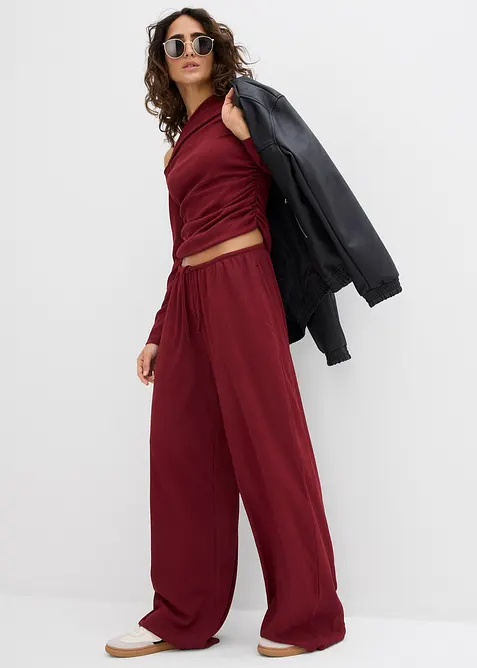 Kalhoty bez zapínání, ze strukturovaného krepu, bonprix