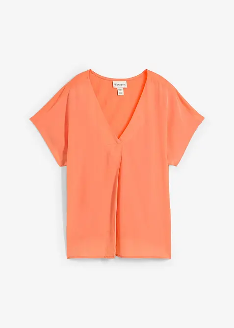 Tričko s podílem hevábí a tkanou vsadkou, bonprix