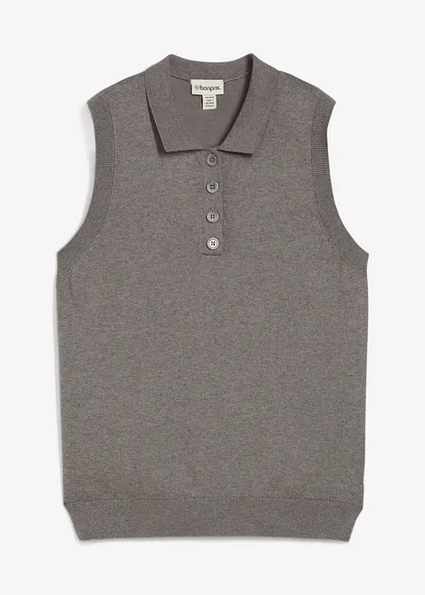 Top z jemného úpletu, s podílem hedvábí a pólo límečkem, bonprix