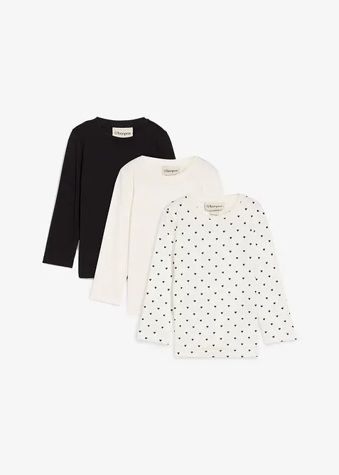 Triko s dlouhým rukávem, z čisté organické bavlny (3 ks v balení), bonprix