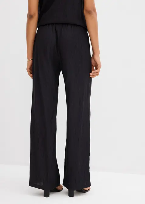 Kalhoty bez zap&iacute;n&aacute;n&iacute;, ze strukturovan&eacute; visk&oacute;zov&eacute; směsi, bonprix