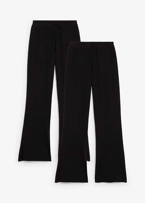 Roz&scaron;&iacute;řen&eacute; žerzejov&eacute; kalhoty z elastick&eacute; směsi s organickou bavlnou (2 ks v balen&iacute;), bonprix