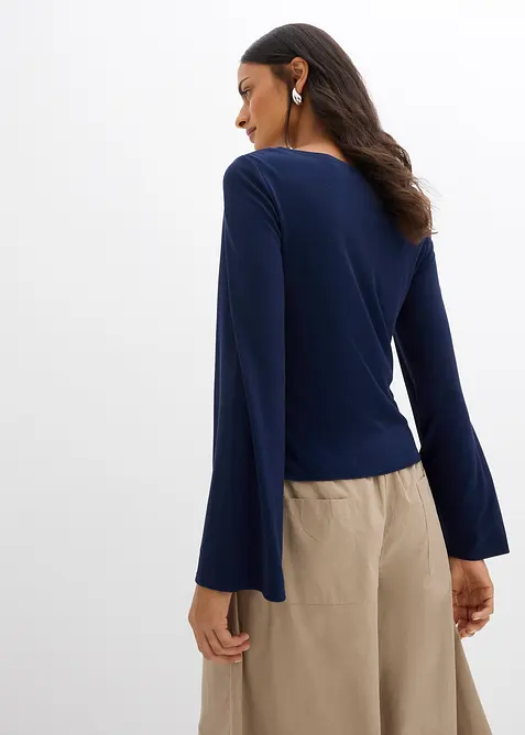 Triko s dlouhým rukávem, z žebrovaného materiálu, bonprix