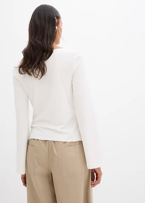 Triko s dlouhým rukávem, z žebrovaného materiálu, bonprix