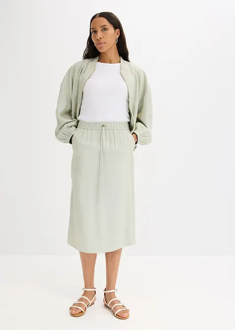 Midi sukně z lesklého saténu, bonprix