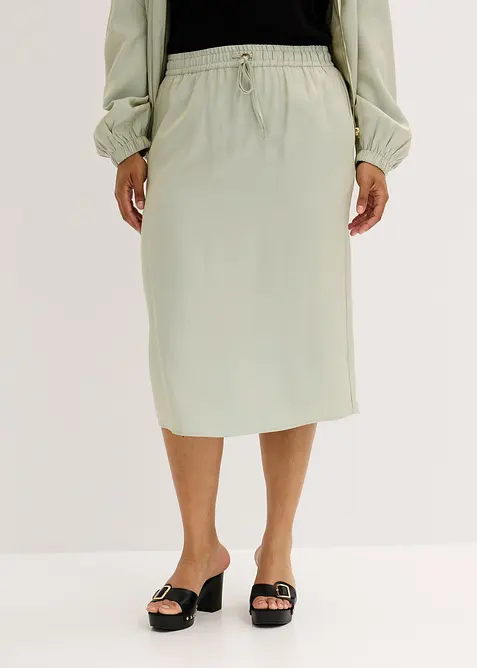 Midi sukně z lesklého saténu, bonprix