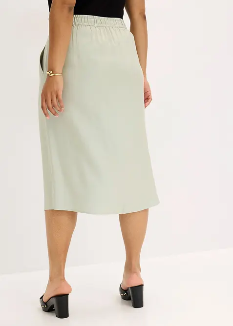 Midi sukně z lesklého saténu, bonprix