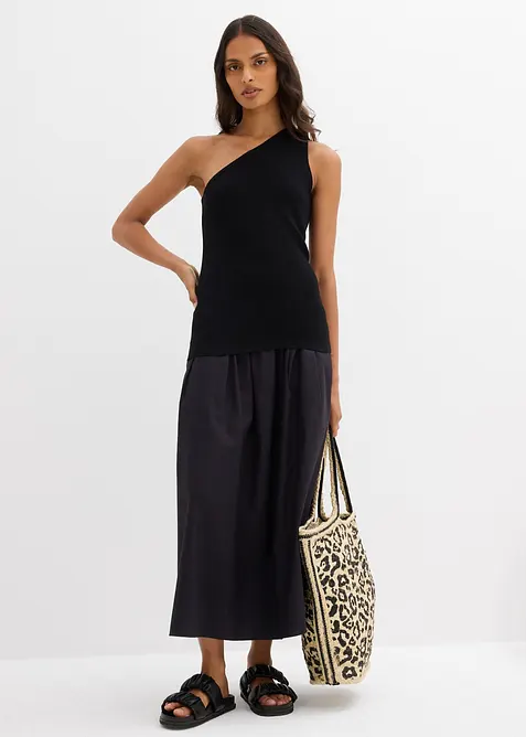 Pletený top s odhaleným ramenem, z viskózové směsi, bonprix