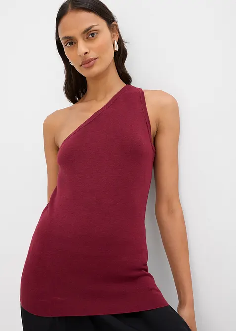 Pleten&yacute; top s odhalen&yacute;m ramenem, z visk&oacute;zov&eacute; směsi, bonprix