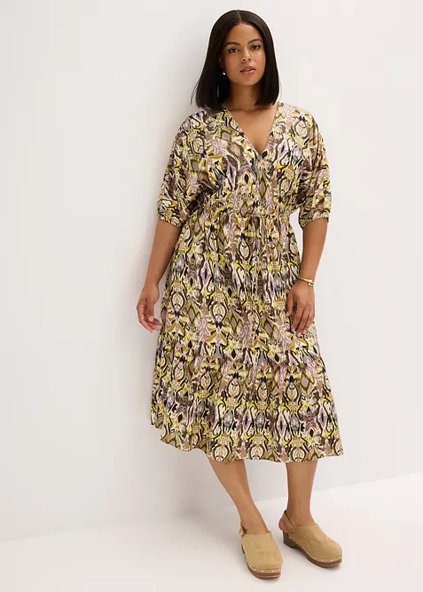 Midi šaty ze splývavé viskózy, bonprix