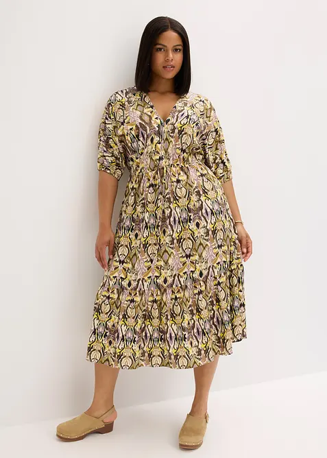 Midi šaty ze splývavé viskózy, bonprix