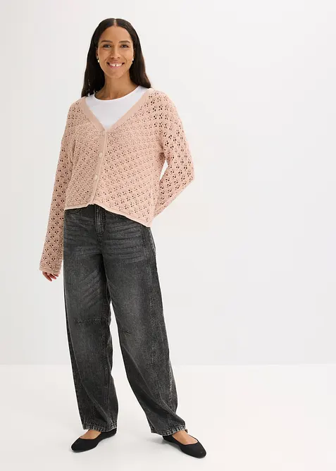 Ažurový pletený kabátek, bonprix