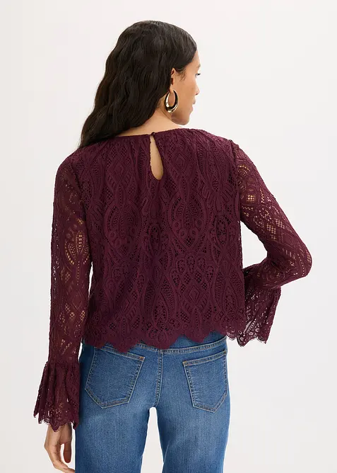 Krajková halenka s volány, bonprix