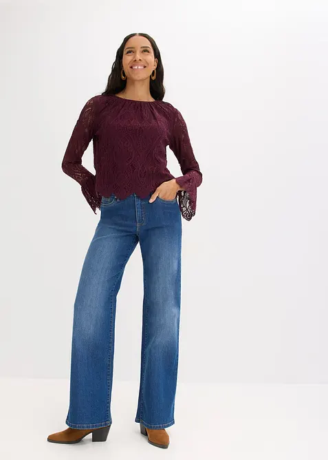 Krajková halenka s volány, bonprix