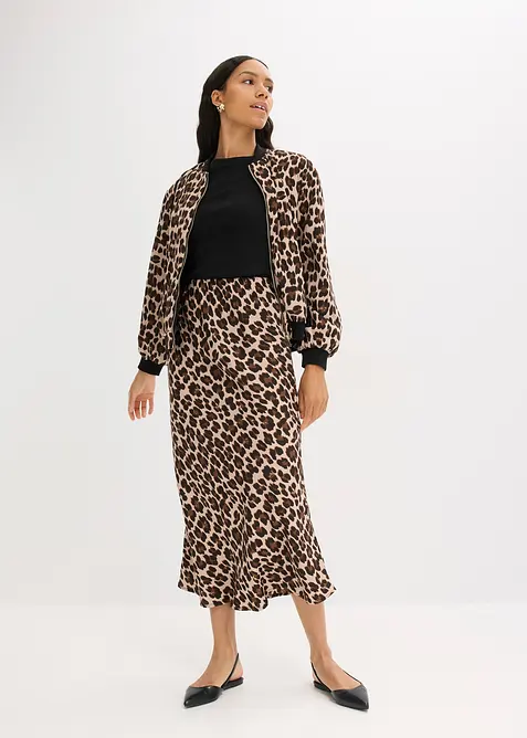 Midi sukně ze splývavého saténu, bonprix