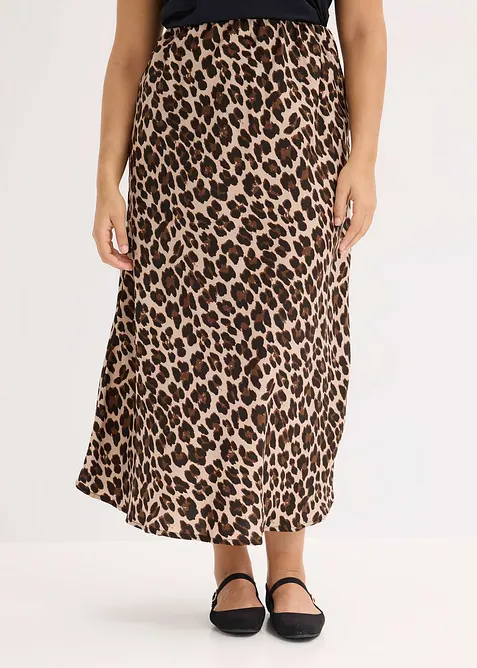 Midi sukně ze splývavého saténu, bonprix