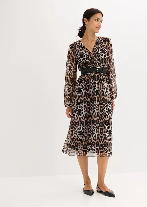 Midi šaty z měkké síťoviny, bonprix