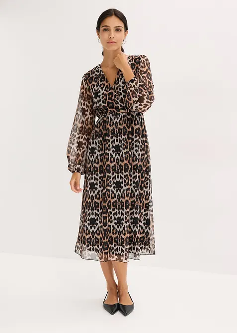 Midi šaty z měkké síťoviny, bonprix