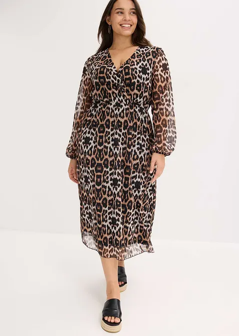 Midi šaty z měkké síťoviny, bonprix