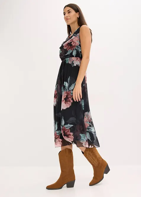 Midi šaty z měkké síťoviny, bonprix