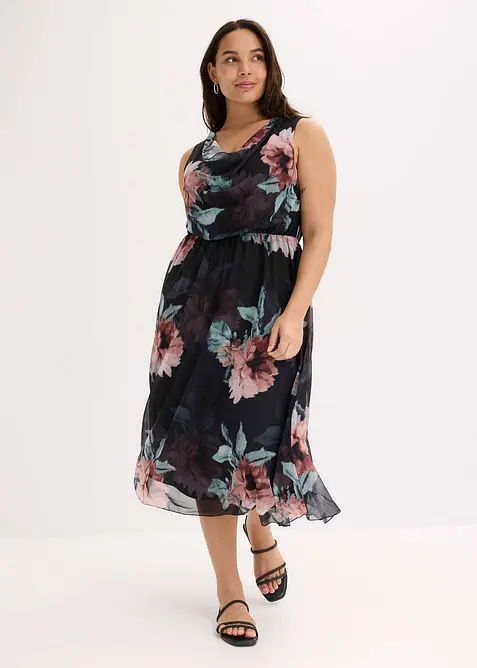 Midi šaty z měkké síťoviny, bonprix