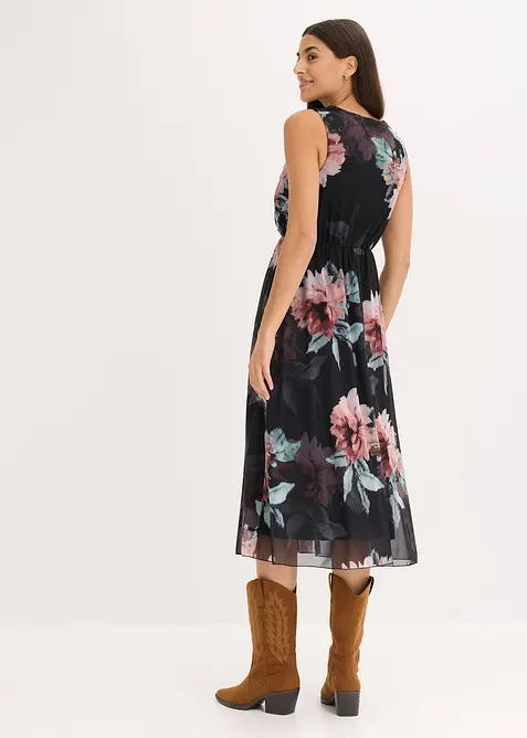 Midi šaty z měkké síťoviny, bonprix