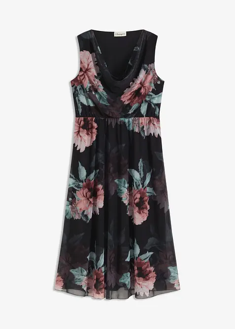 Midi šaty z měkké síťoviny, bonprix