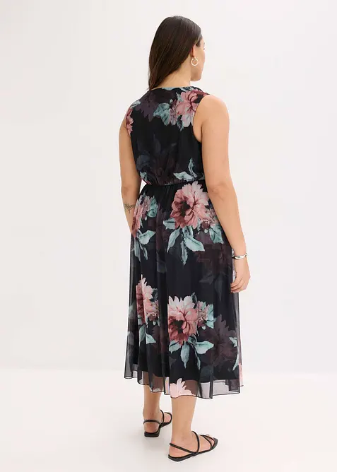 Midi šaty z měkké síťoviny, bonprix