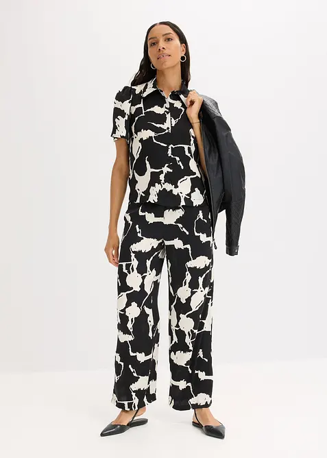 Kalhoty Palazzo se splývavého saténu, bonprix