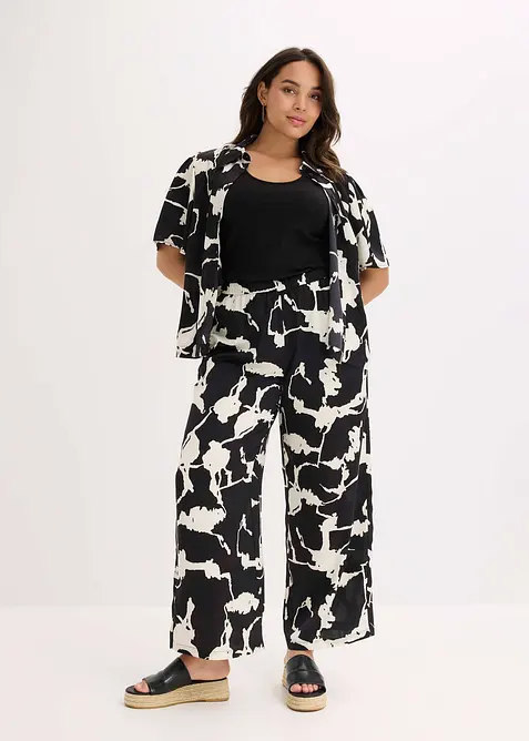 Kalhoty Palazzo se splývavého saténu, bonprix