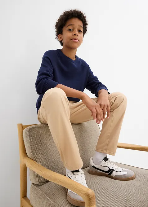 Kalhoty bez zapínání z čisté bavlny, Regular Fit, Straight, bonprix