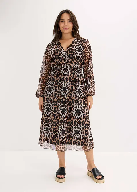 Midi šaty z měkké síťoviny, bonprix