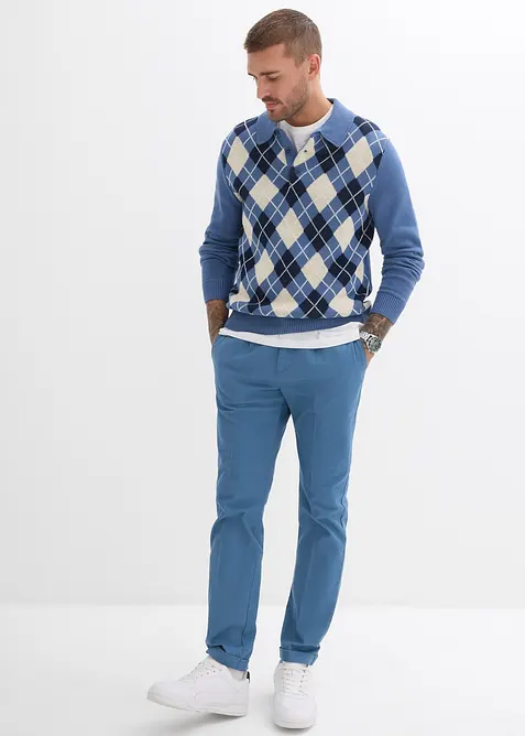 Kalhoty se sklady u pasu z bavlněného kepru, Regular Fit, Straight, bonprix