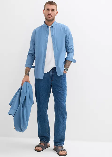 Košile s dlouhým rukávem s nášivkami, z čisté bavlny, bonprix