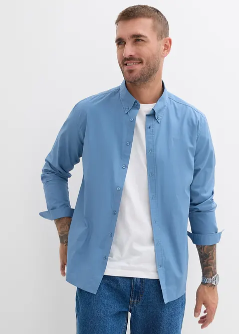 Košile s dlouhým rukávem s nášivkami, z čisté bavlny, bonprix